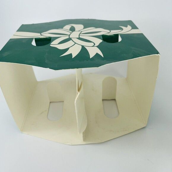 3 Libbey Christmas Tree Drinking Glasses Green Gold Stars Red Stripe In Holder - Picture 5 of 7